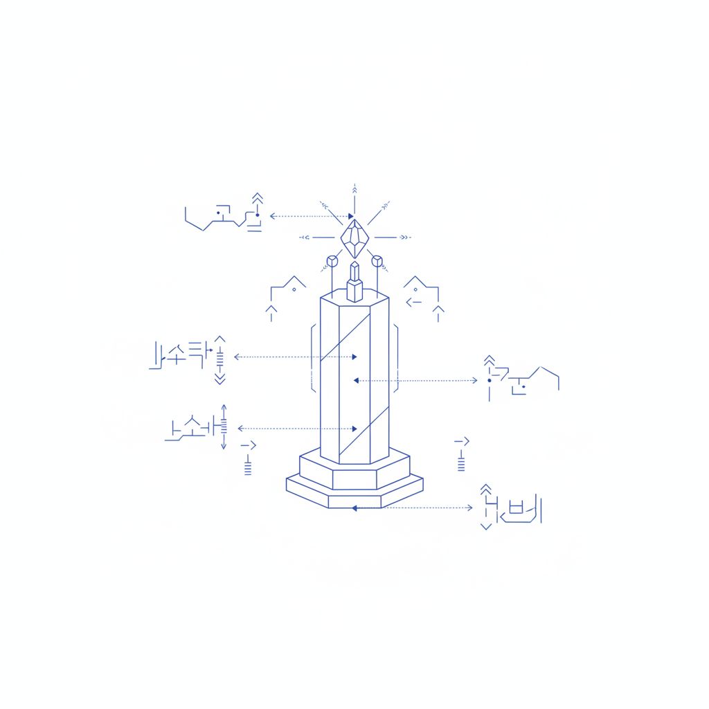 LAR totem concept with glyphs and data flows